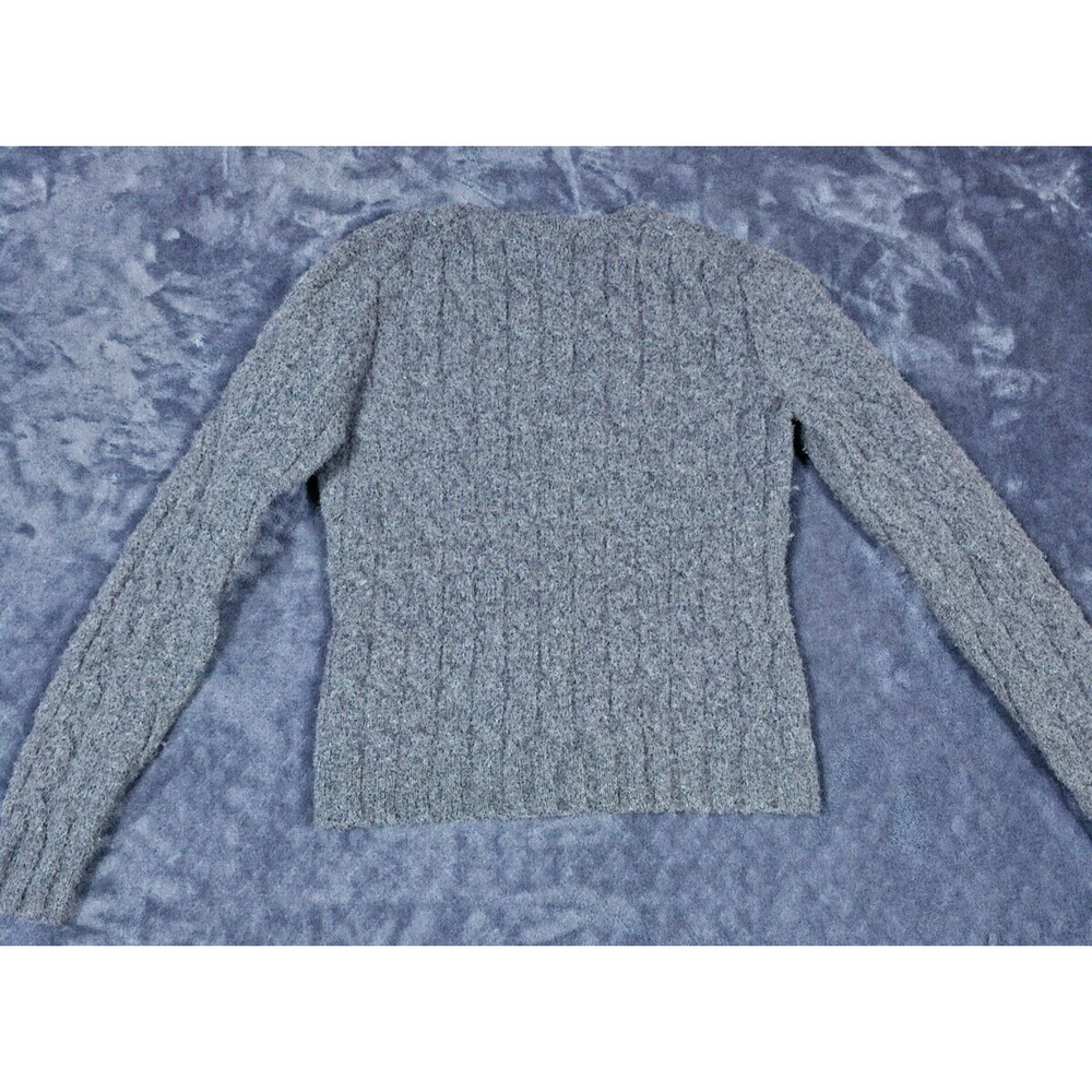 Vintage Gap Sweater Womens M Dark Grey Lambs Wool Cable Knit Crew Neck Jumper - Picture 2 of 6